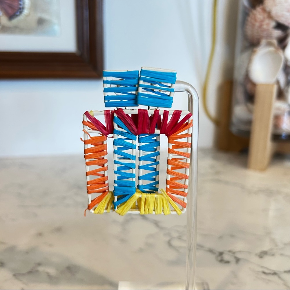 Colorful Woven Rectangle Earrings